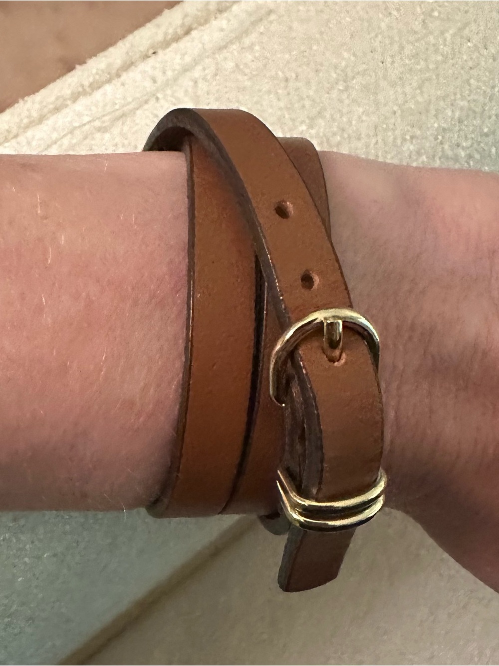 Banana Republic Classic Brown Leather Wrap Bracelet with Gold Buckle - Picture 2 of 7